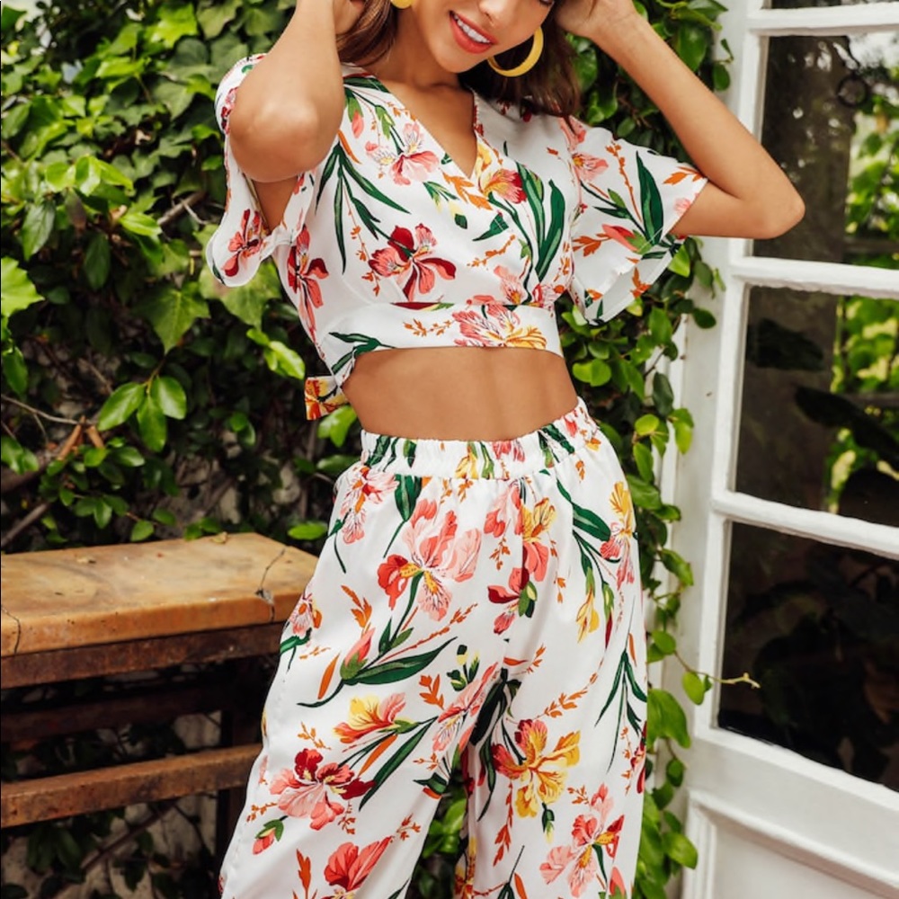 Shein tropical 2 piece set